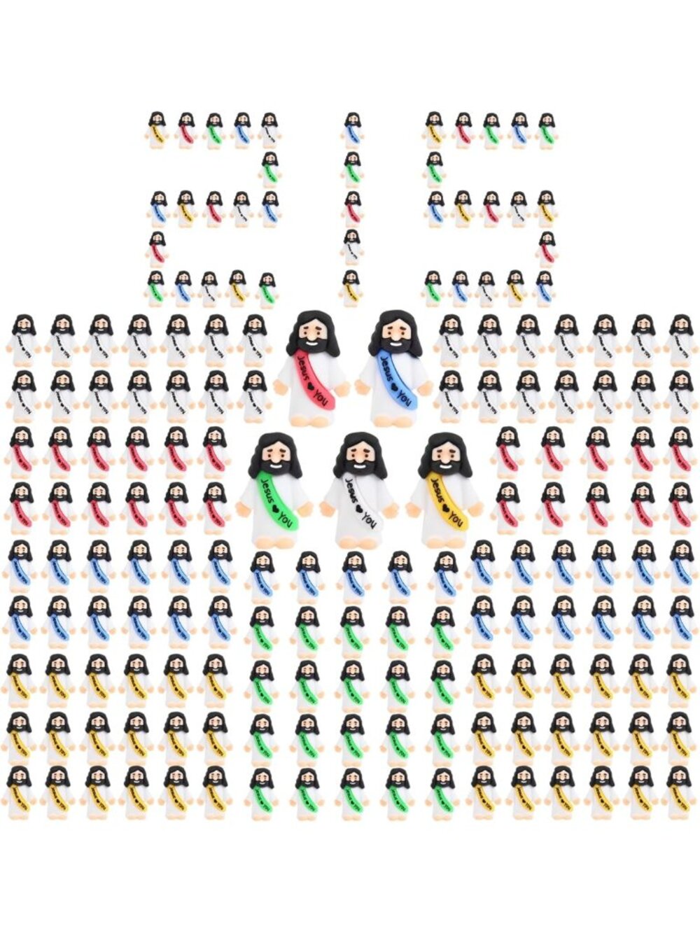 215 PCS Tiny Jesus Figurines - Rubber Jesus Figures for Easter, Baptism & Party